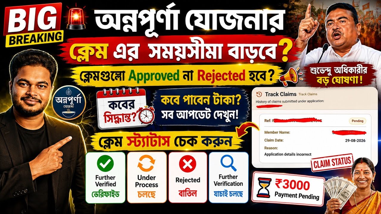 অন্নপূর্ণা যোজনার ক্লেমের পর পেমেন্ট কবে: Annapurna Yojana Status:Annapurna Bhandar payment date 