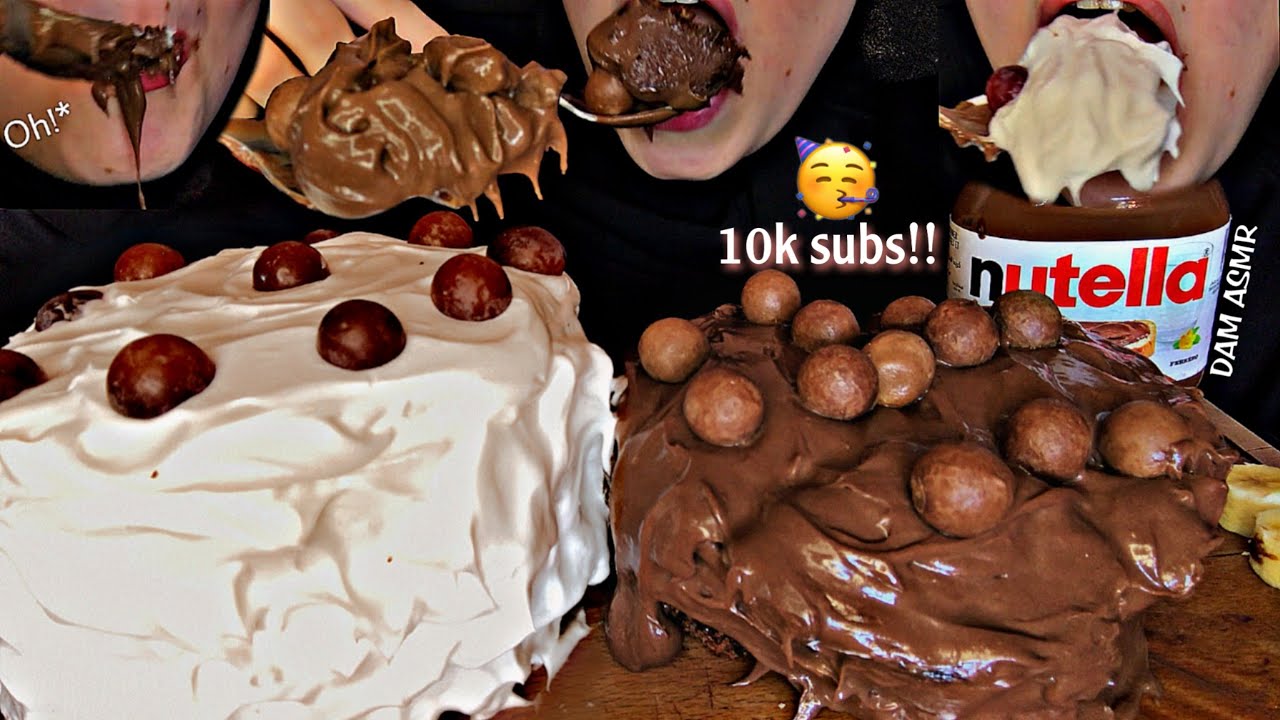 ASMR HOMEMADE LAVA MOUSSE CAKES MALTERSERS NUTELLA, CHOCO&GRAPES CREAM🤤🎂MUKBANG EATING SOUNDS 용암 케이크