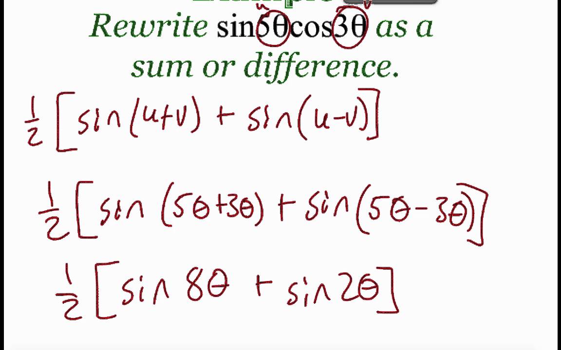 Pre-Calculus 5.5: Multiple-Angle and Product-to-Sum Formulas part 2