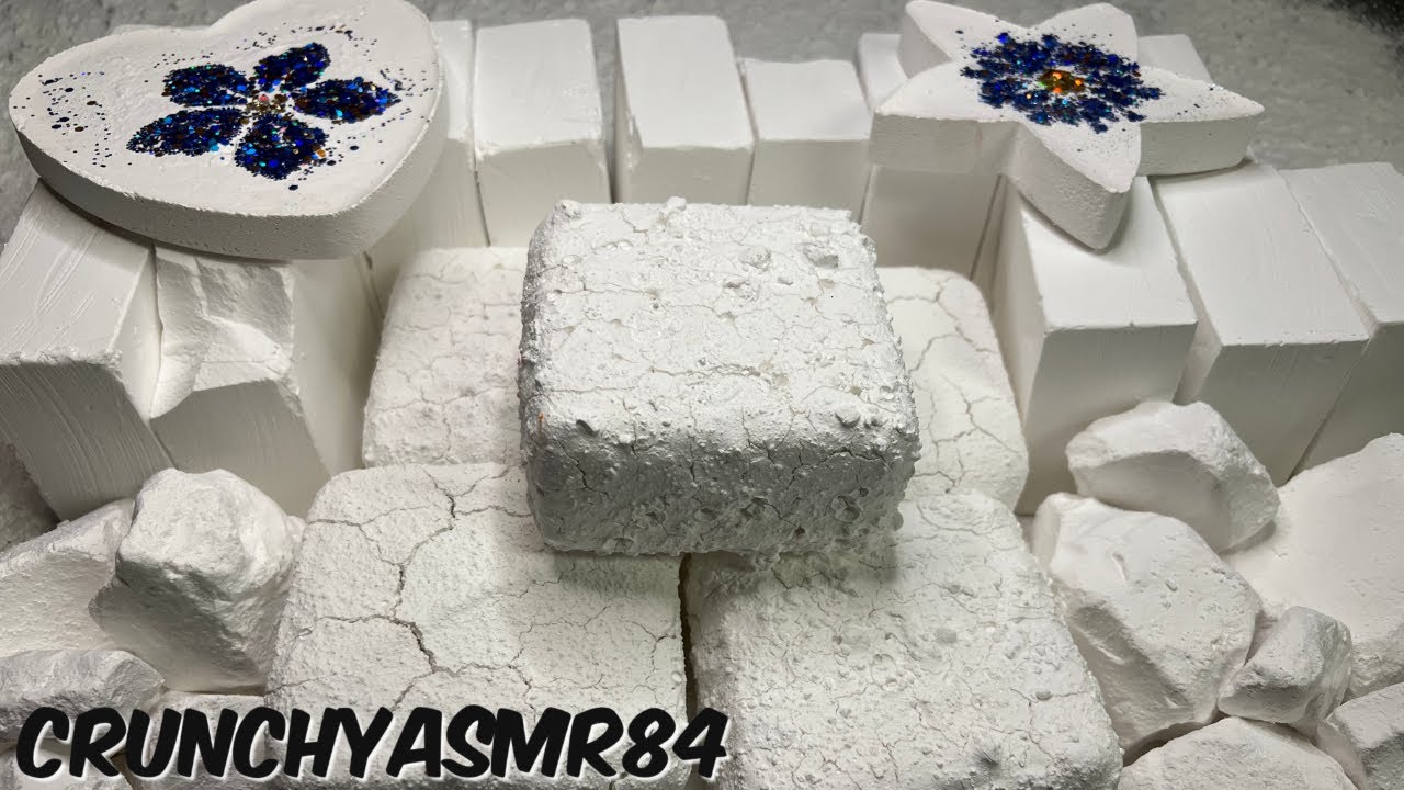 White Pasted Blocks & Non-Pasted + Chalk Chunks | Oddly Satisfying | ASMR | Sleep Aid