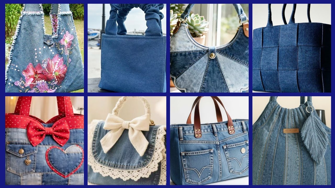Most beautiful and stunning denim patchwork shoulder handbags collection 