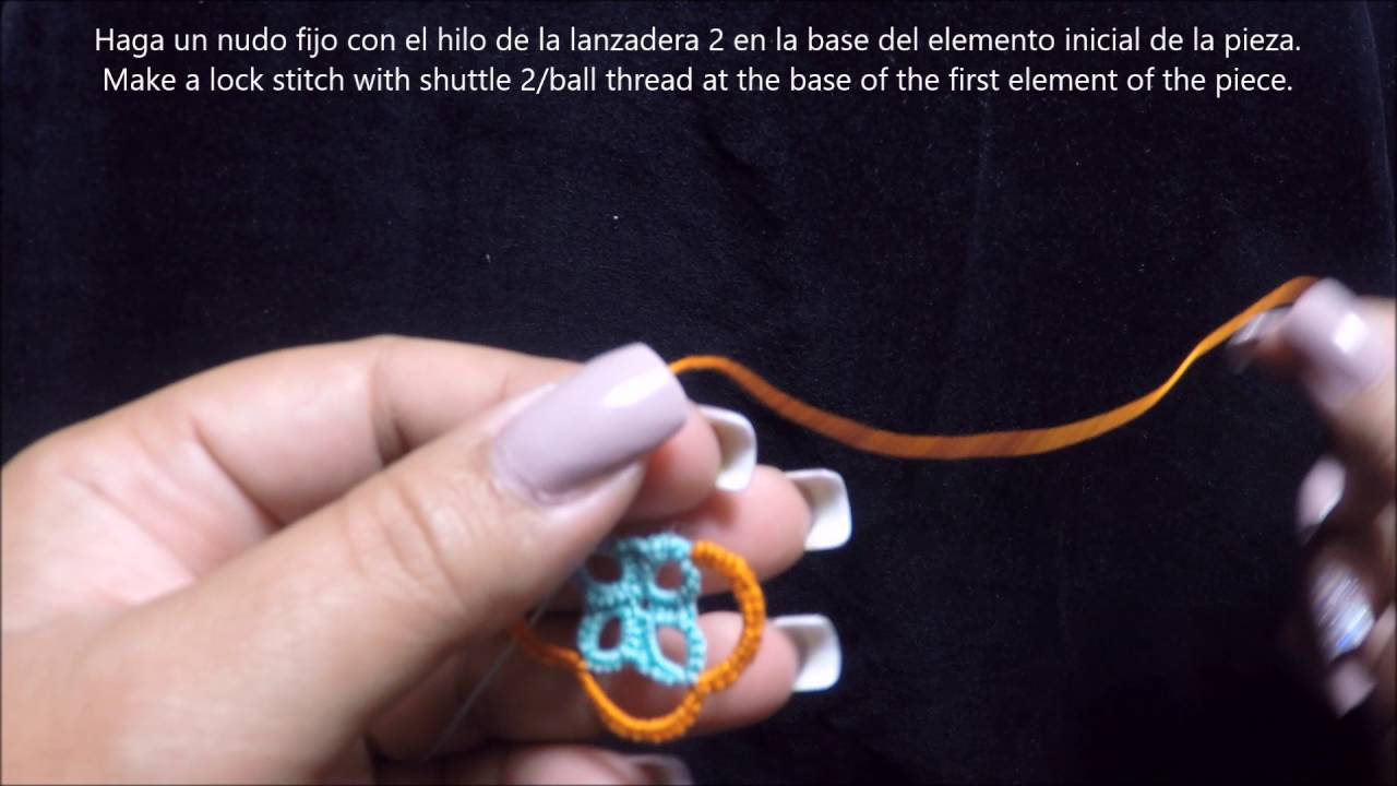 frivolite tatting lesson 161-  hide ends in the last chain - esconder cabos en la ultima cadena