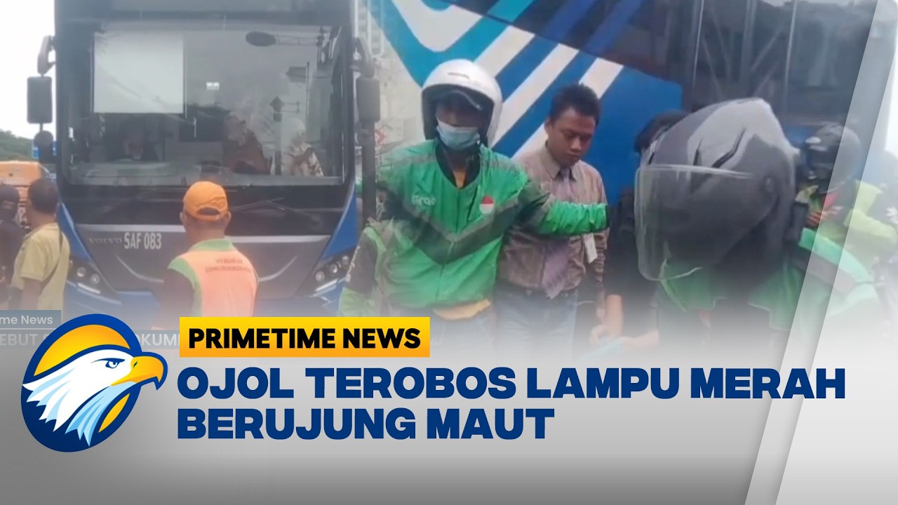Diduga Terobos Lampu Merah, Bus TransJakarta Tabrak Ojek Online di Gunung Sahari - [Primetime News]