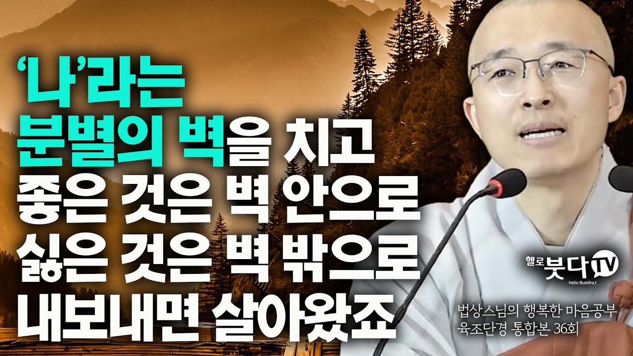 나라는 분별의 벽을 치고 좋은 것은 벽안으로 싫은 것은 벽밖으로 내보내면서 살아왔죠 | 법상스님 육조단경 통합 36강 | 법상스님의 행복한 마음공부