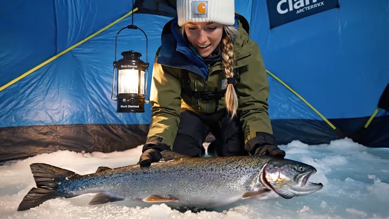 ASMR Ice Fishing Survival 3 Days Alone in the Snow