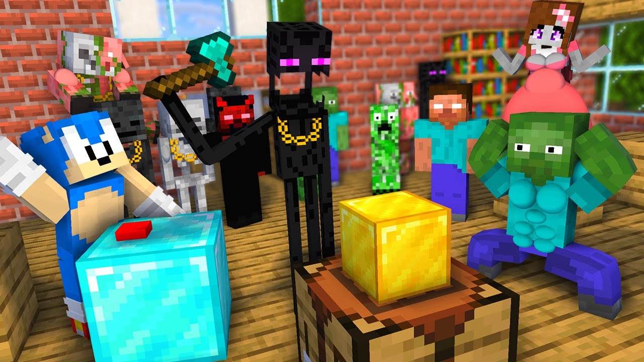Monster School : Bad Guys vs Monsters School and SONIC - SMELT GOLD - Minecraft Animation