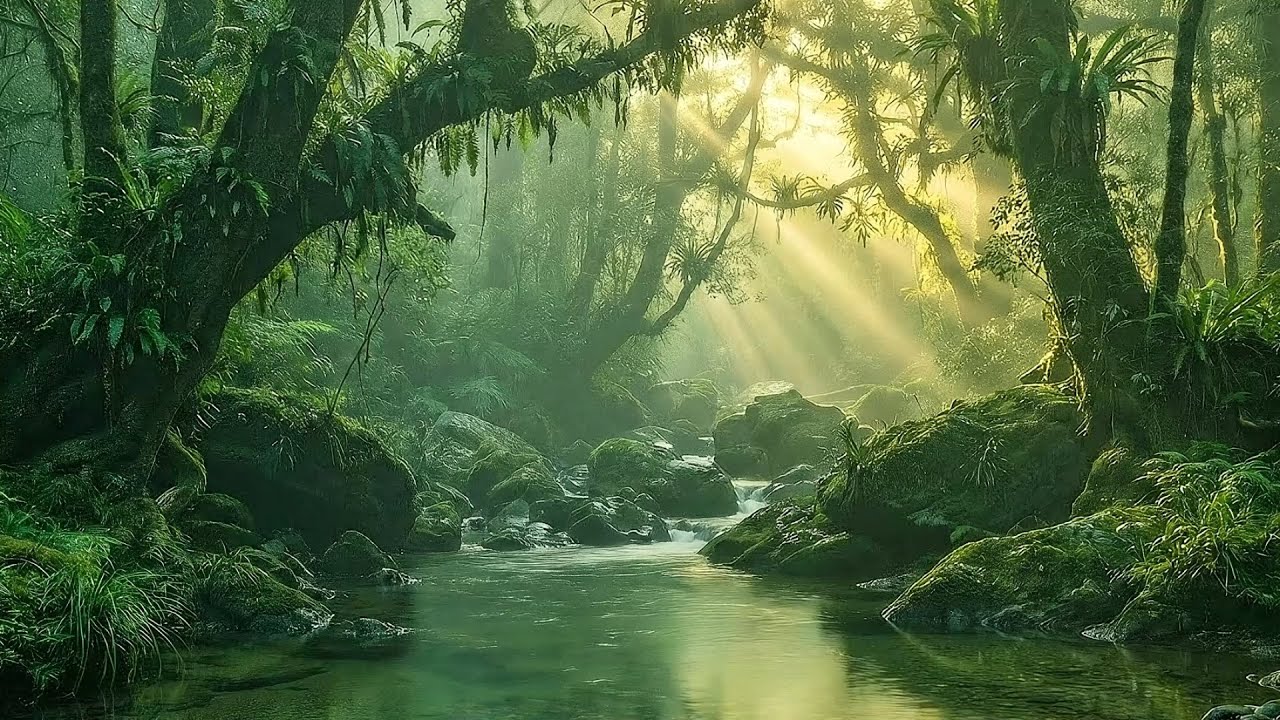 Calming Forest Ambience 🌿 Beautiful Stream Sounds Nature Sounds Bird Chirping Inner Peace, Anxiety