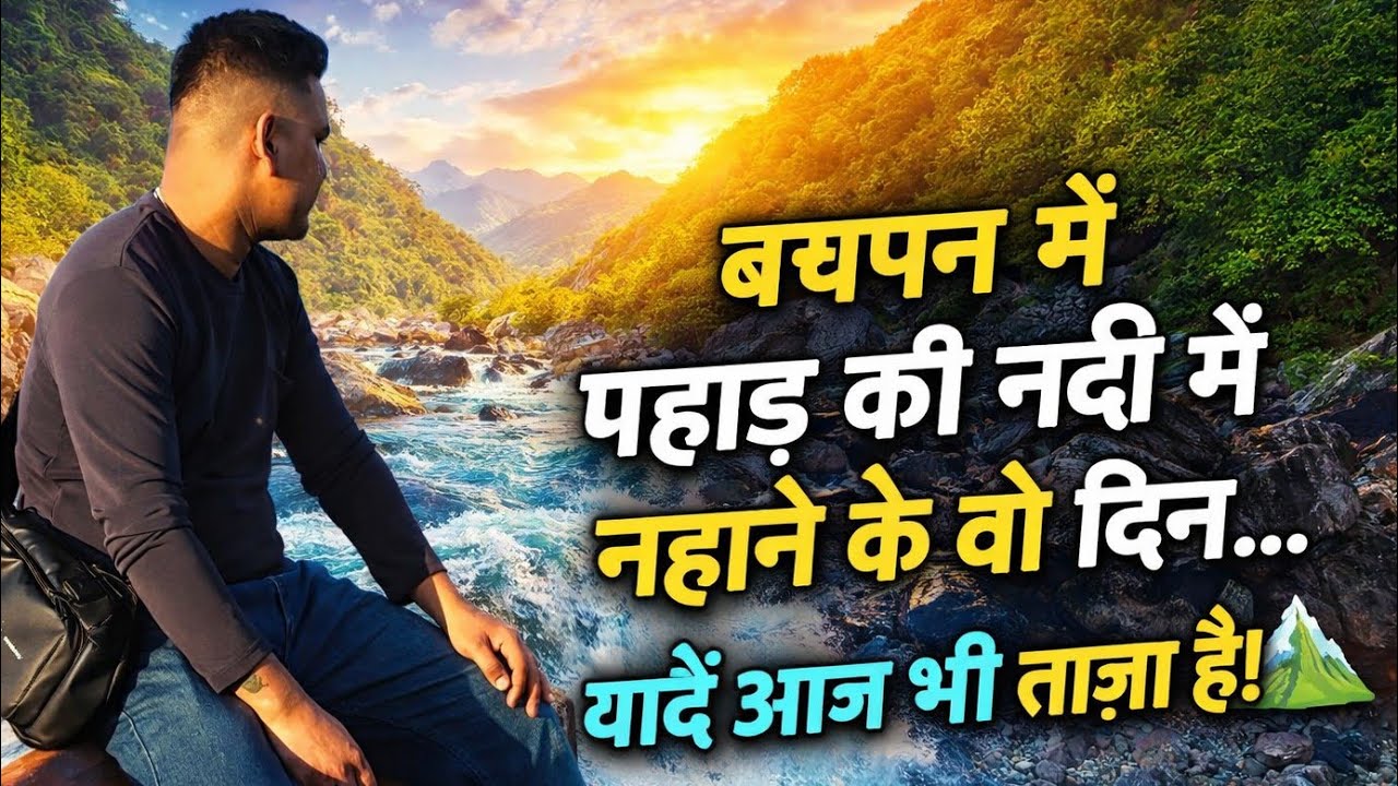 1️⃣ 🌊 “बचपन में पहाड़ की नदी में नहाने के वो दिन… यादें आज भी ताज़ा हैं!” 🏔️”#villagelife  