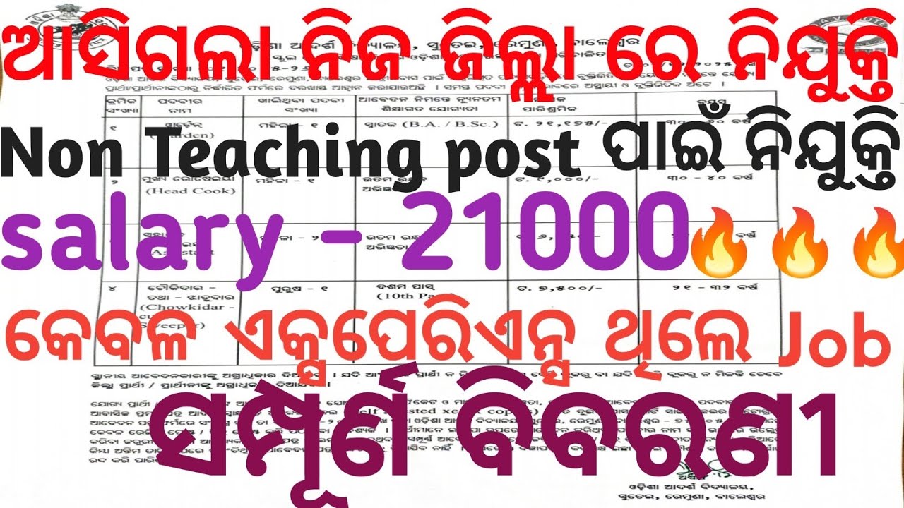 Odisha Non Teaching Recruitment 2025// Odisha jobs 2025// 