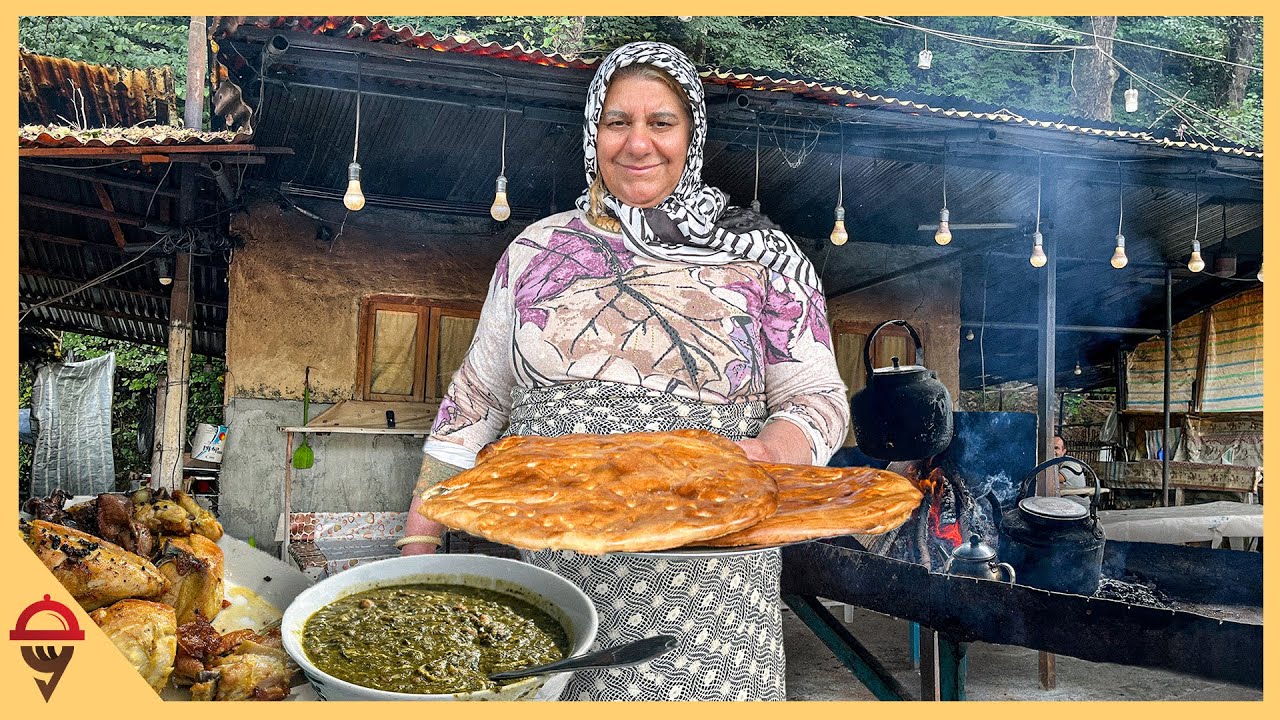 IRAN: Rural Restaurant In The Forest! | Watch an Iranian Lady Make Traditional Bread & Stew!