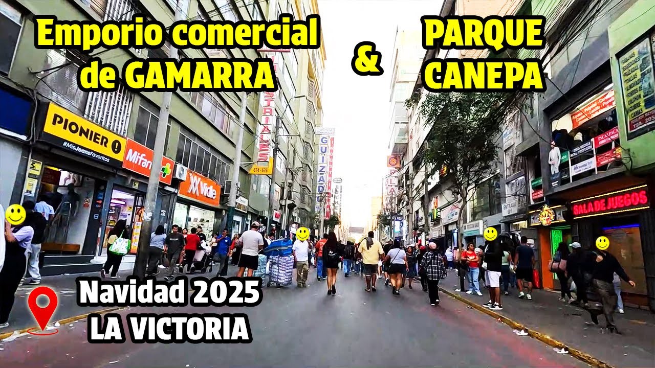 Así esta GAMARRA y EL PARQUE CANEPA LA VICTORIA 🚶‍♂️ Recorrido por NAVIDAD 2025 🎄