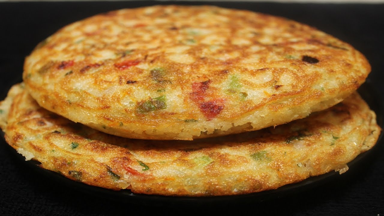Soft and Fluffy Raw Rice Breakfast Recipe | Easy Breakfast Recipe | Less Oil Veggie Pancakes