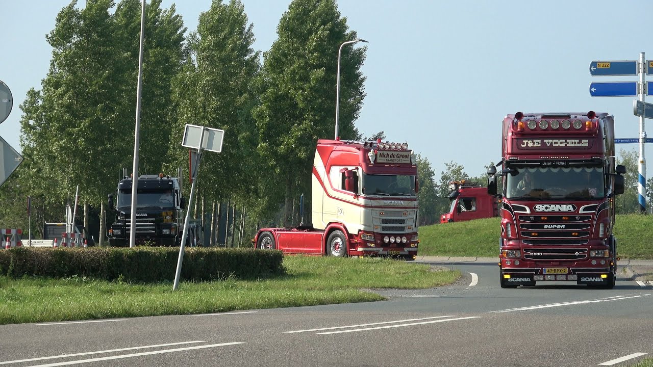 Scania V8, L6, DAF & Volvo open pipes sound | Arrive from the Trucks to Nederhemert Truckshow 2025