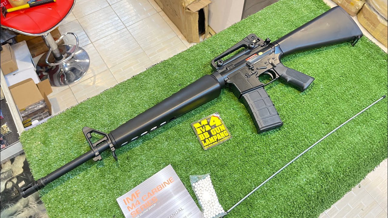 MC6618Mปืนยาวอัดแก็สบอดี้โลหะโมเดล M16A2 GAS BLOW BLACK AIR GUN ค่ายโกเด้นอีเกลิ้น จีนกงGEรีวิวทดสอบ