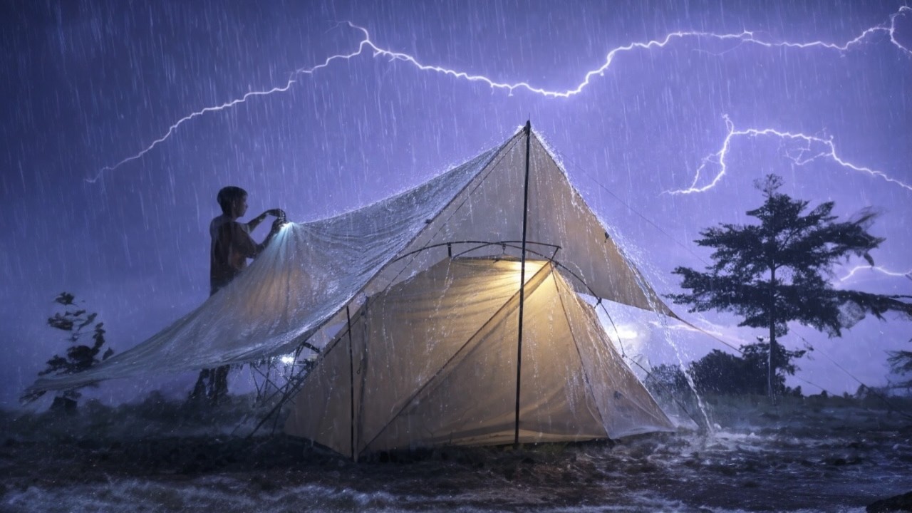 THE WORST RAIN STORM I'VE EVER EXPERIENCED ‼️ CAMPING IN HEAVY RAIN