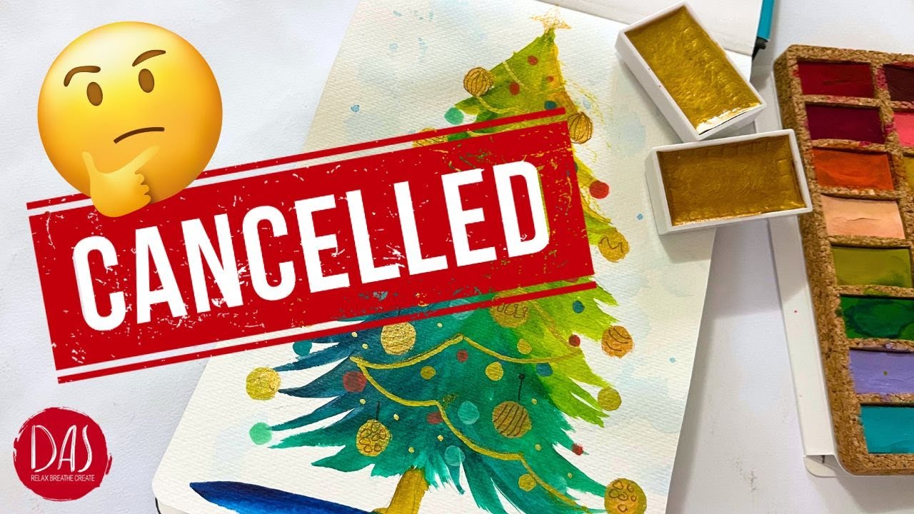 Нарисуйте вместе со мной забавную акварельную рождественскую елку всего за двадцать минут!