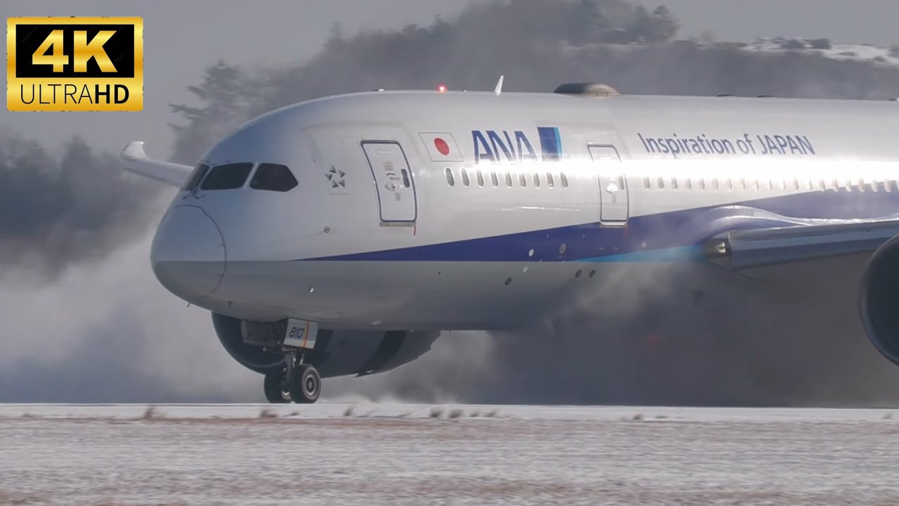 2025年2月24日 雪の広島空港を離着陸する飛行機 (RJOA 2025-02-24)