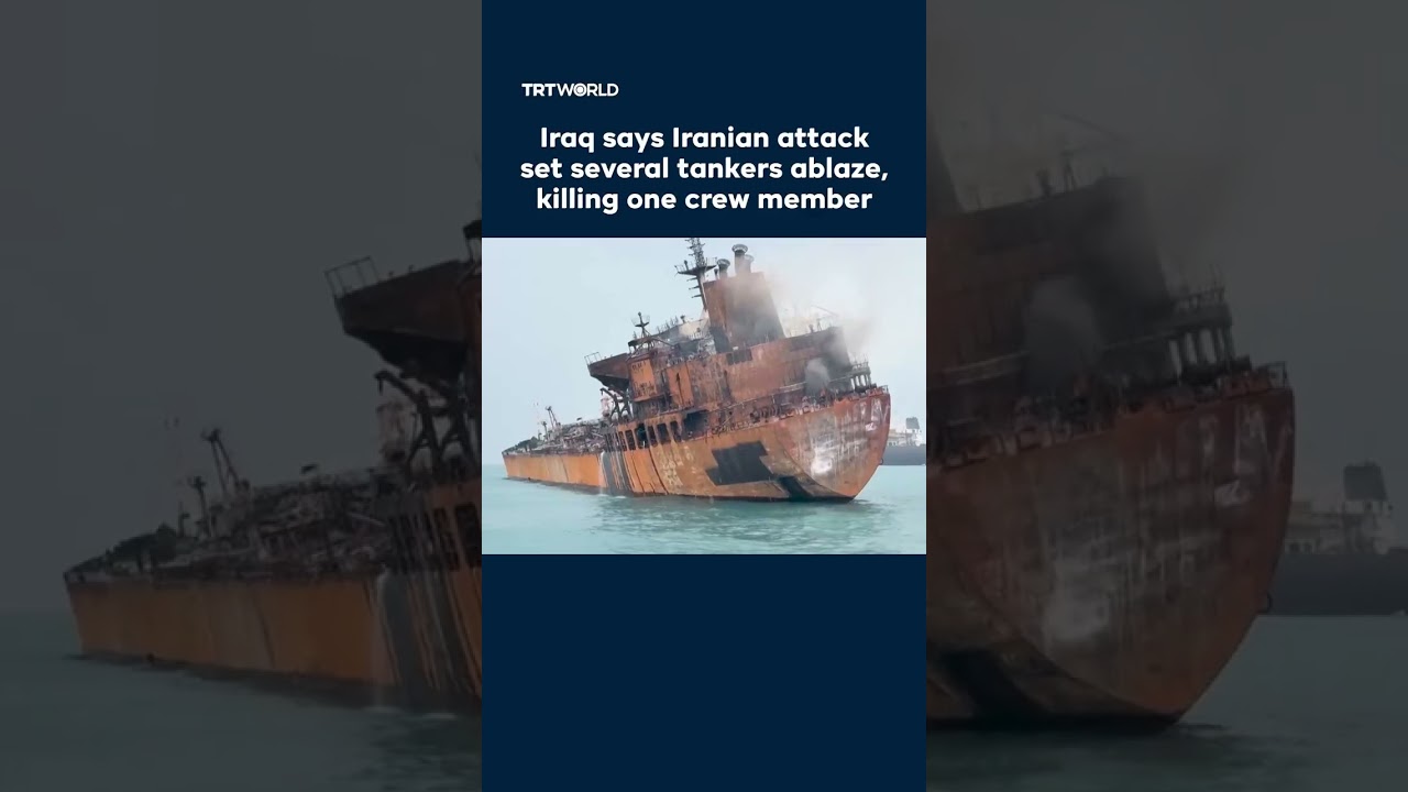 Damaged tankers following Iranian attack in Iraqi waters