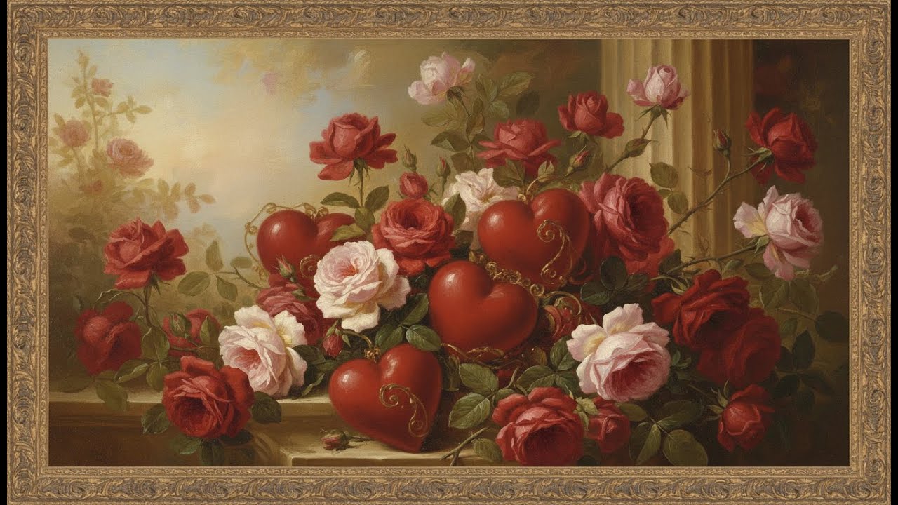FRAME TV ART Valentine’s Day Floral Art ❤️ Classic Flowers & Hearts | Romantic FRAME TV ART