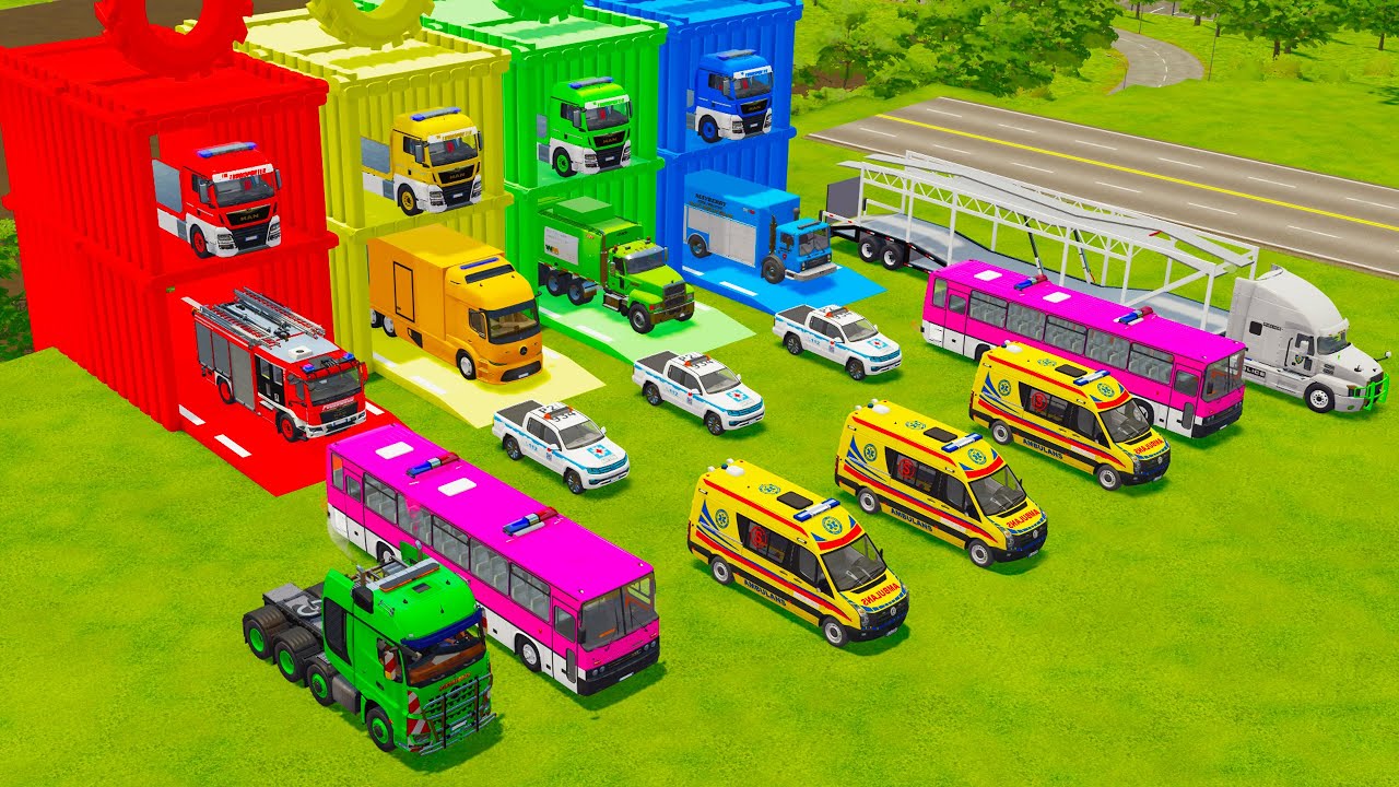ALL EMERGENCY AND POLICE VEHILCES, AMBULANCE, GARBAGE TRUCK, BUS TRANSPORT TO GARAGE - FS22