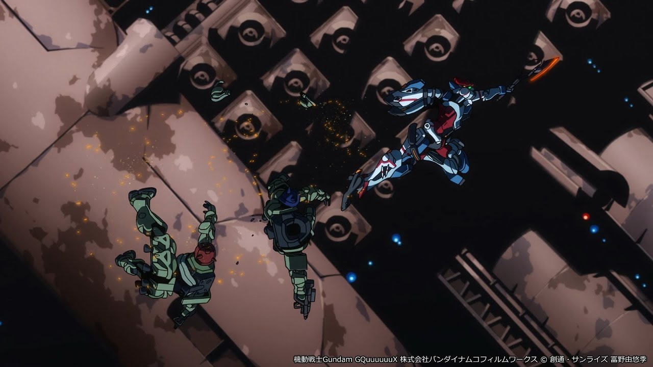 【お気に入りメカシーン】(23) クランバトル ジークアクス＆赤いガンダム「これで４勝目負け無しです」【機動戦士Gundam GQuuuuuuX】