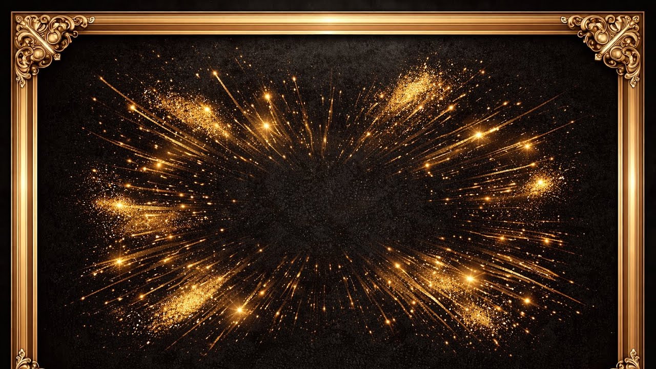 1 Hour Luxury Black & Gold Background | Elegant Gold Frame Ambience | 4K UHD