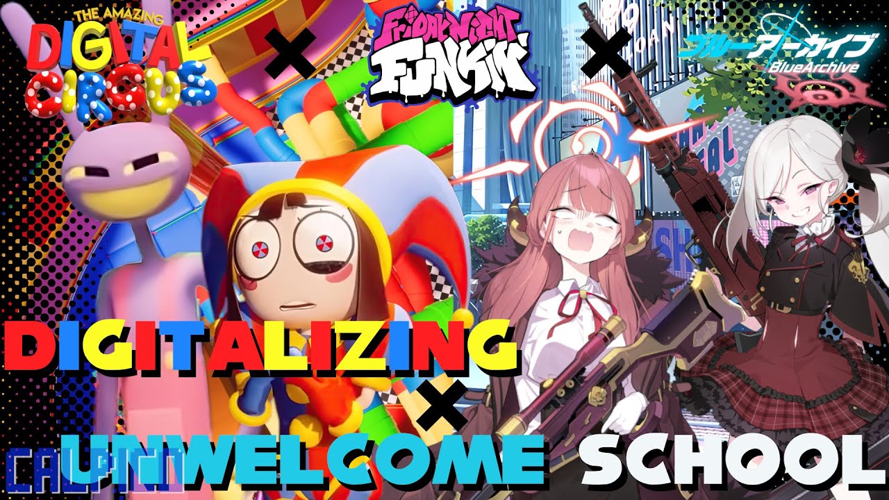 [TADC × FNF × Blue Archive] Digitalizing × Unwelcome School  (Ft. Pomni, Jax, Aru, & Mutsuki )
