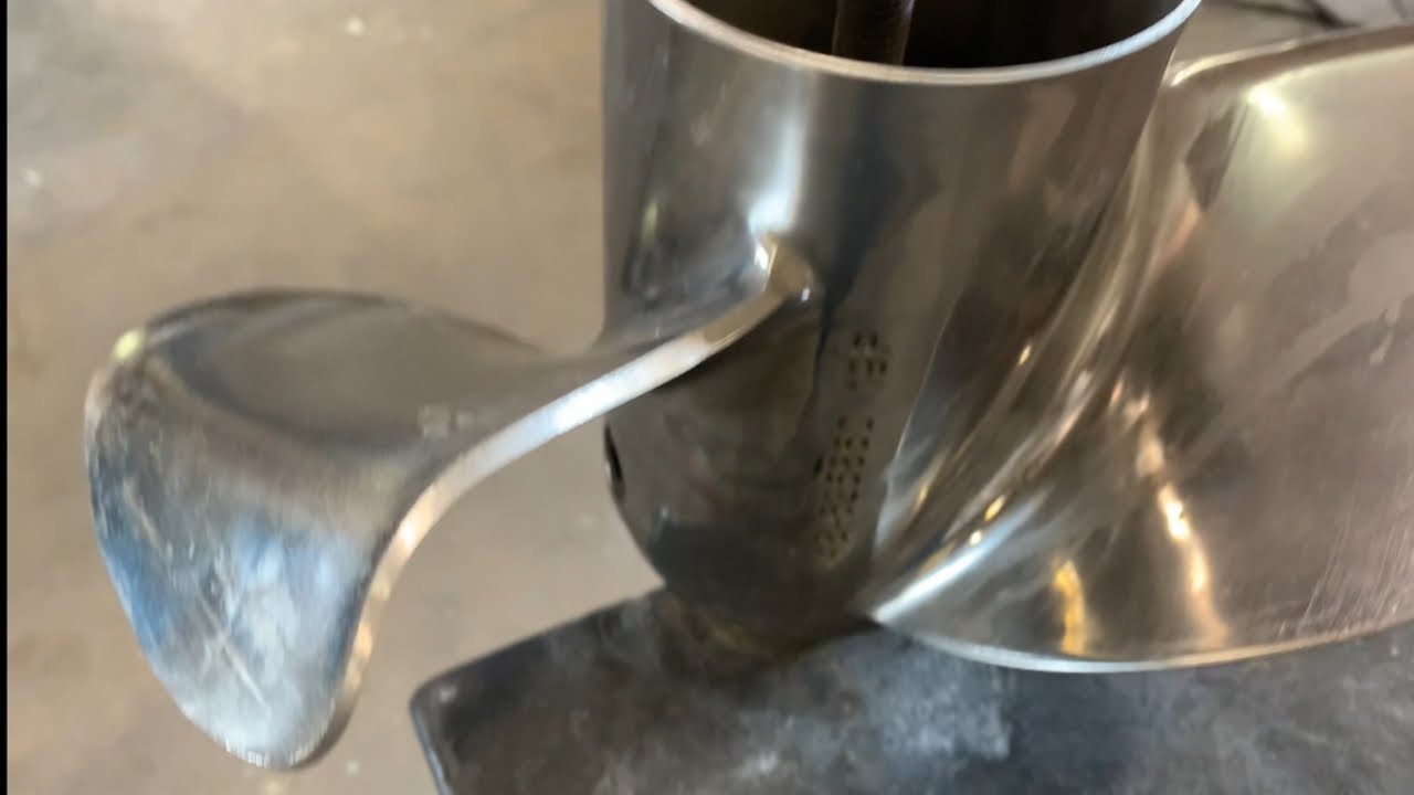 Tempest Plus boat prop repair. Bent stainless steel propeller fix.
