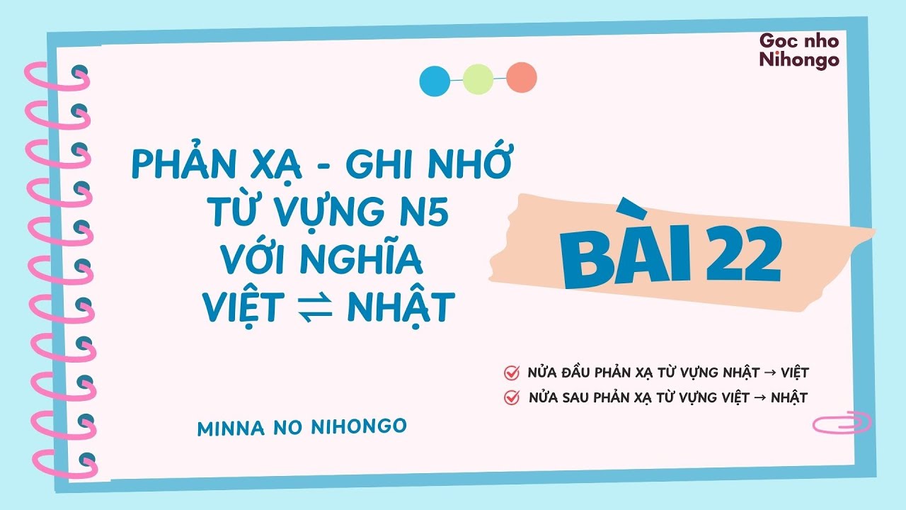 Nhớ nhanh Từ vựng N5 Bài 22 | Minna no Nihongo | Mẫu câu dễ hiểu