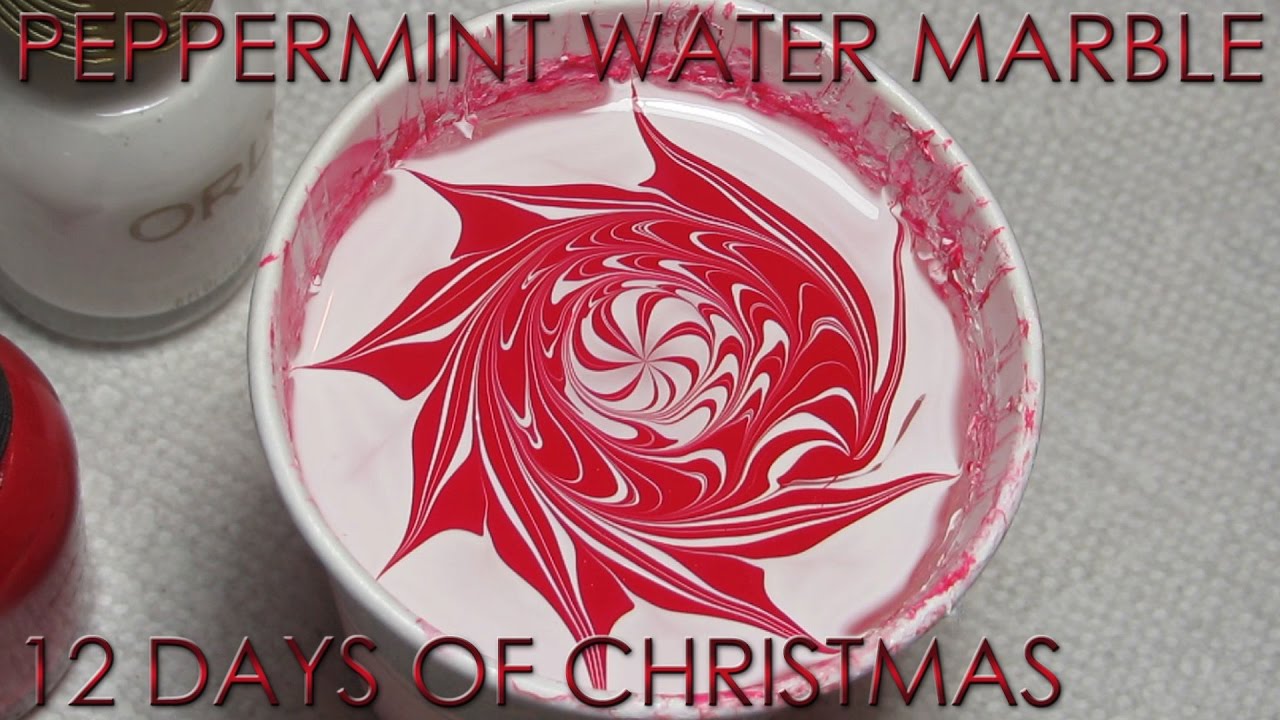 Peppermint Candy Swirl Water Marble | 12 Days of Christmas Nail Art | DIY Tutorial