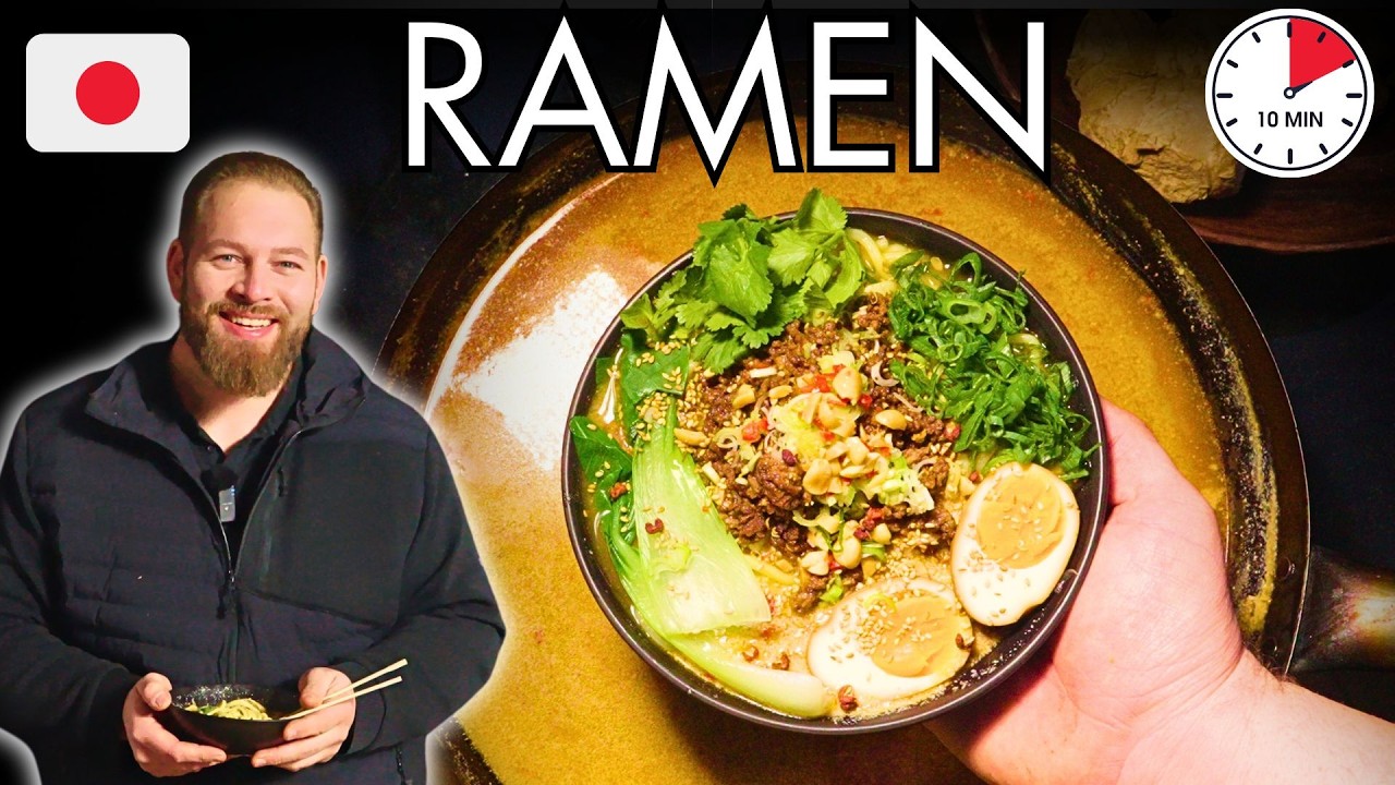 Ganz einfach japanische Ramen mit Zutaten aus dem Supermarkt 🍜 in 10 Minuten fertig!