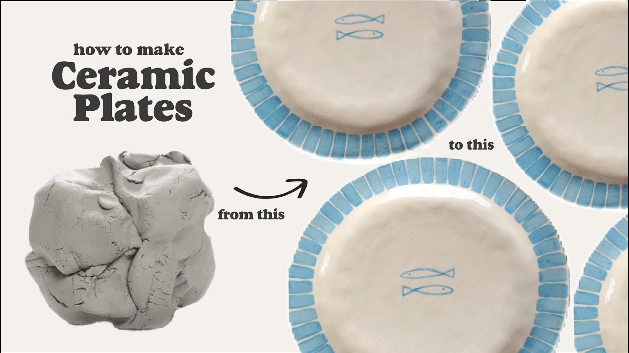 how to make ceramic plates at home ~ no wheel needed 🐚 pottery tutorial for beginners