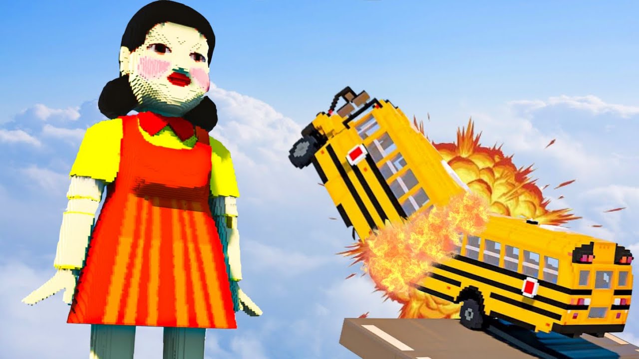 イカゲームの女の子 vs 車ジャンプ　恐怖のだるまさんがころんだ【 Teardown 】