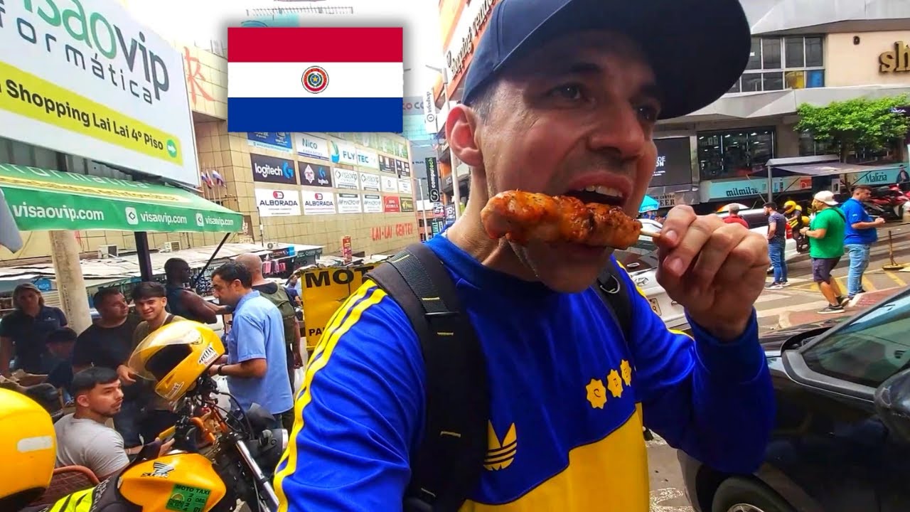 PROBANDO COMIDA DE PARAGUAY 🌯🍟 #comidacallejera #paraguay #leoenlacalleparaguay