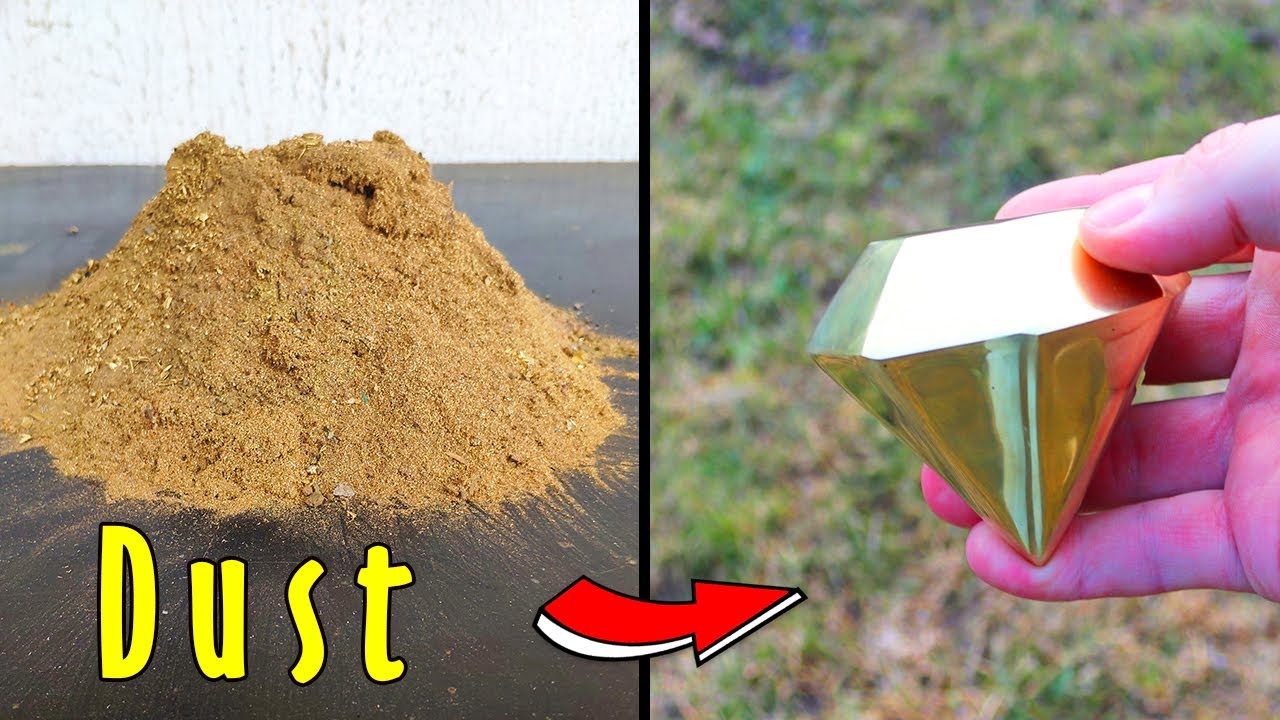 Brass dust melt down.Casting diamond Trash to treasure . Hotmetal casting