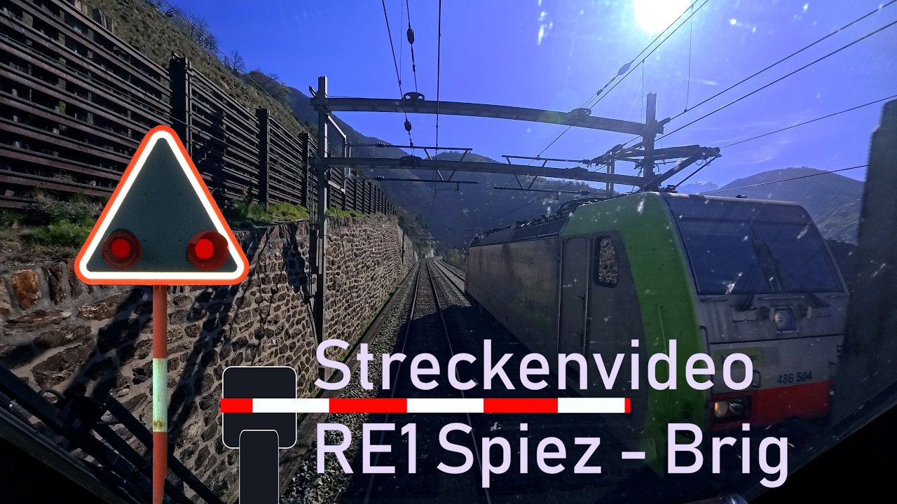 F&uuml;hrerstandsmitfahrt / cab ride RE1 Spiez - Brig 🚃 BLS RABe528 MIKA ☀️