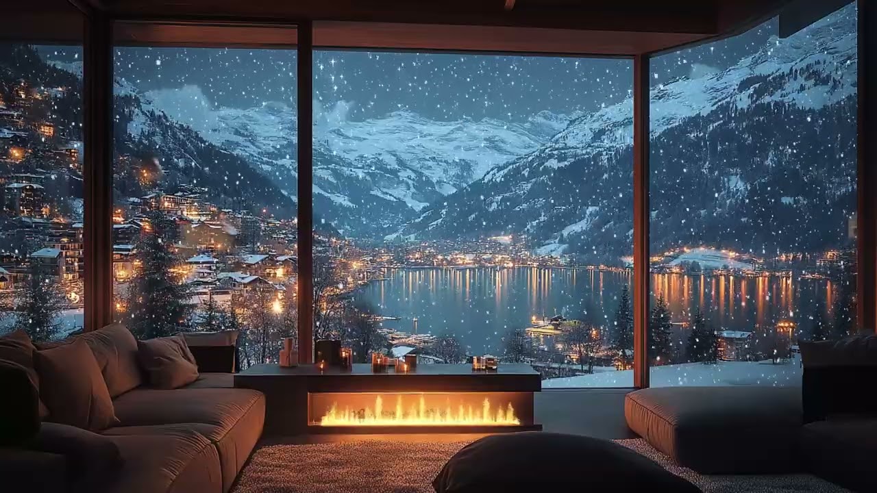 Snowstorm Outside, Warmth Within | Cozy Winter White Noise & Crackling Fireplace