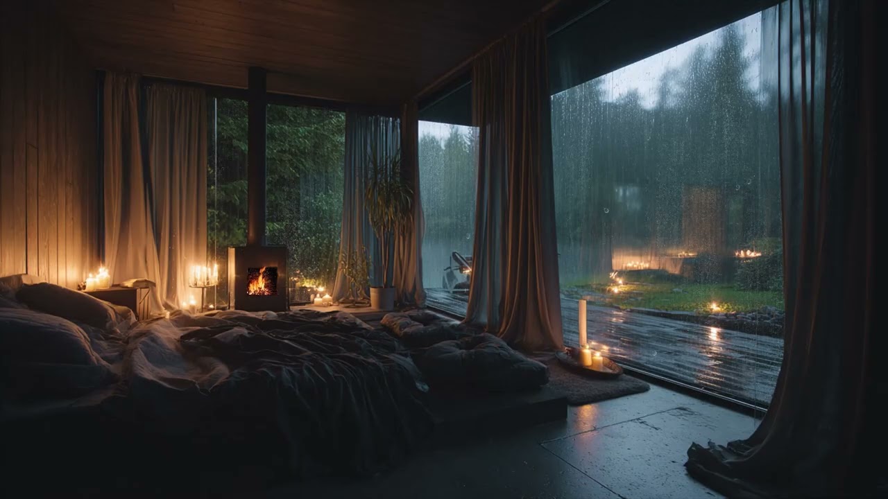 Deep Sleep Rain 🌧️ Heavy Rain in Mountain View Bedroom at Night