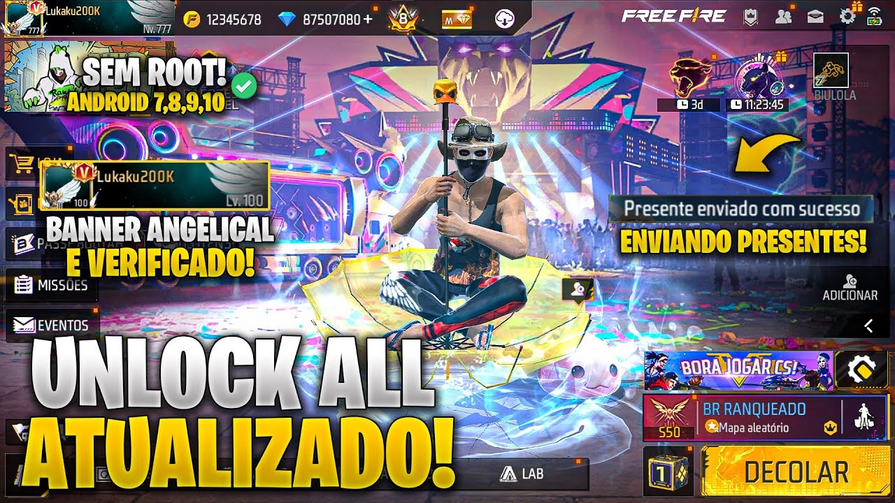 (NOVO M&Eacute;TODO! 😱) COMO LIBERAR TODAS AS SKINS DO FREE FIRE GR&Aacute;TIS! UNLOCK ALL ANDROID ATUALIZADO