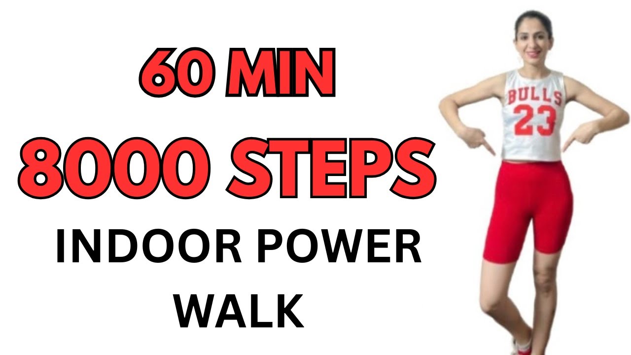 Walk 8000 Steps at Home 🔥 60-Minute Knee-Friendly Indoor Power Walking Workout
