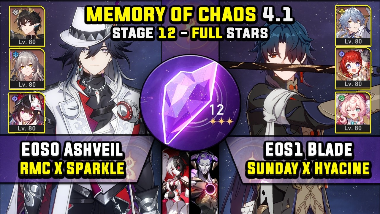 E0 Ashveil Carry W/ RMC & E0 Blade Carry W/ Hyacine (3 Star) Memory Of Chaos 12 Honkai Star Rail 4.1