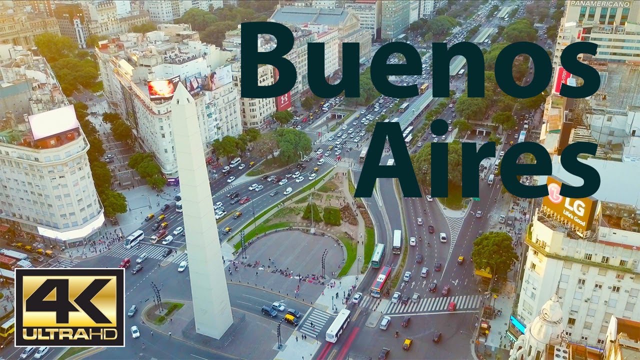 Plaza de la republica Obelisk - Centro Buenos Aires - Argentina by Drone 4K Screensaver