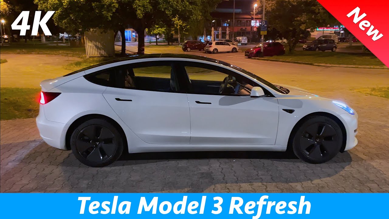 Tesla Model 3 2021 - Ночной обзор в 4K | Экстерьер - Интерьер, тест светодиодных матричных фар