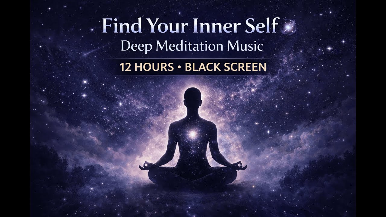 Find Your Inner Self 🌌 Deep Meditation Music | 12 Hours Black Screen