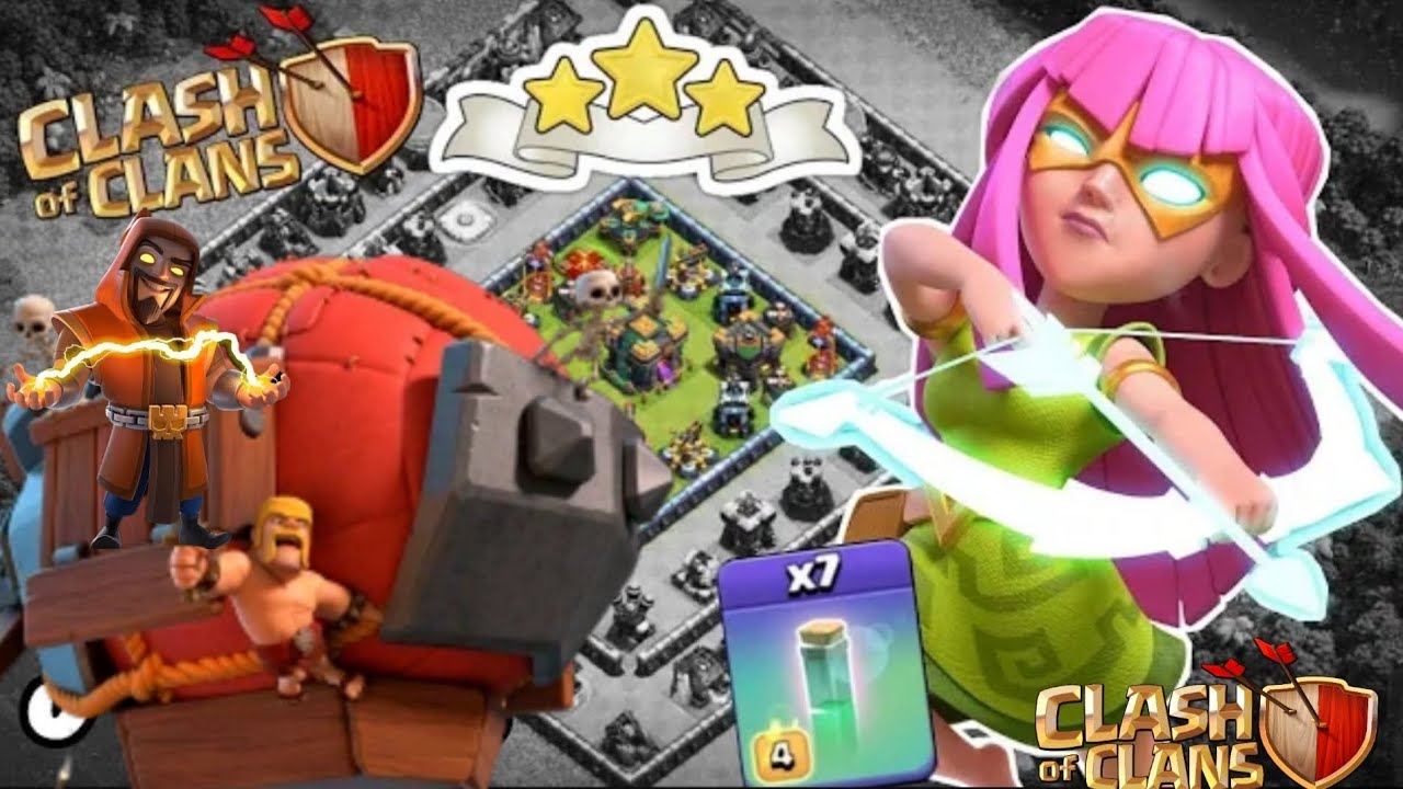 blimp super wizard invisible spell th14 || blimp super archer || clash of clans || coc