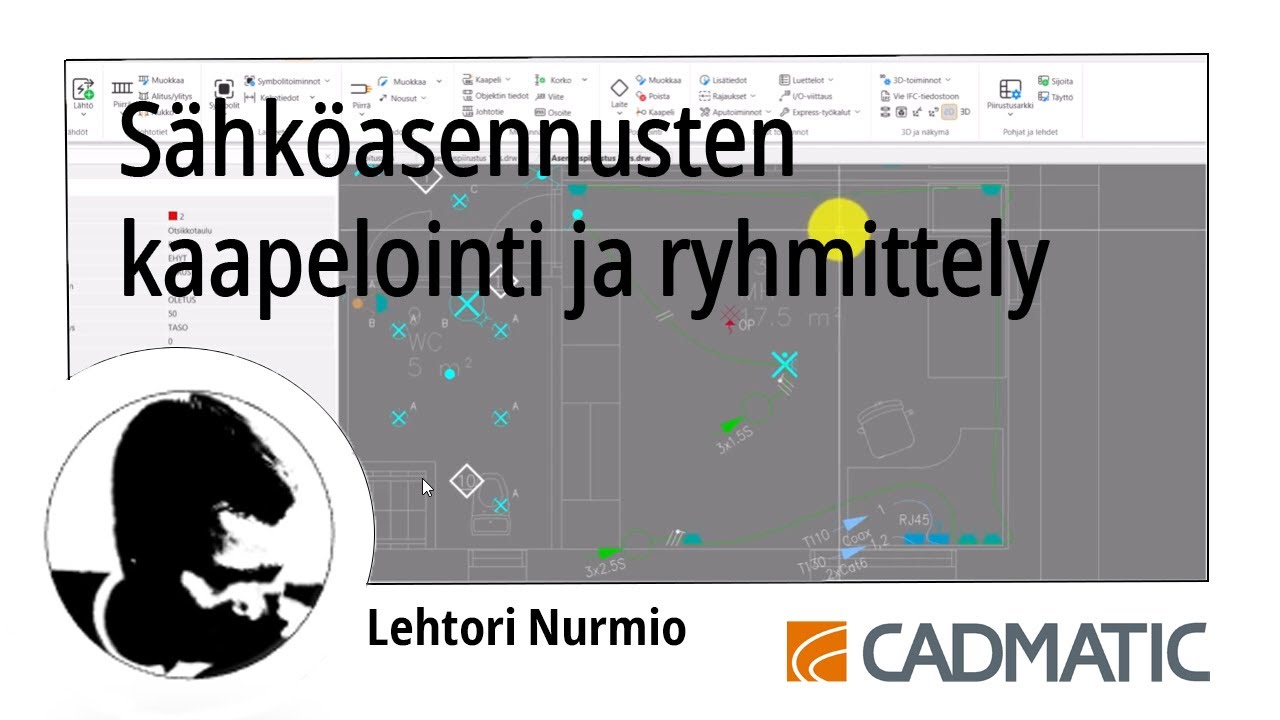 S&auml;hk&ouml;asennusten kaapelointi ja ryhmittely - CADMATIC Electrical 2024