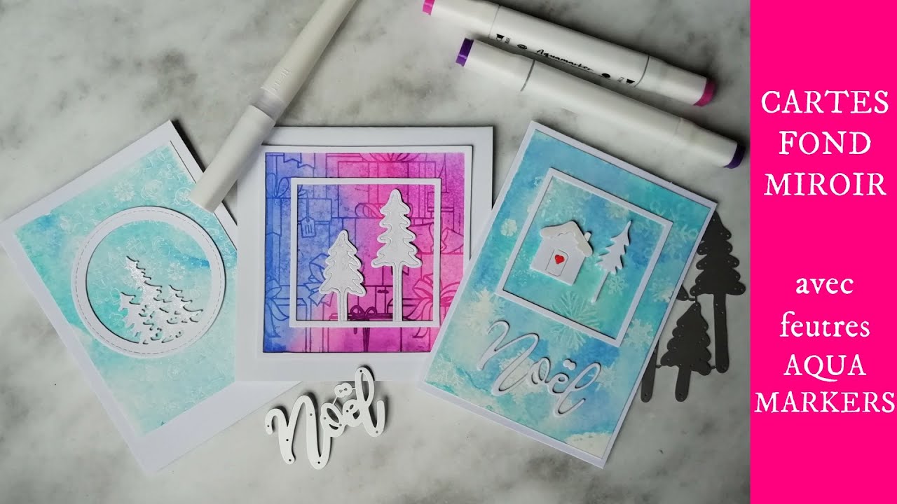 Tutoriel Carte - Fonds de carte effet Miroir avec les feutres AQUAMARKER