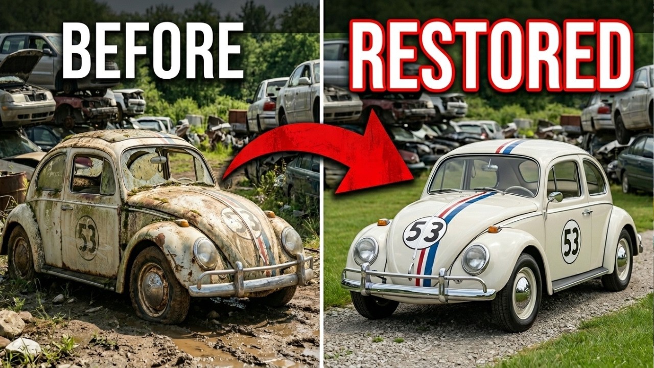 ASMR Car Restoration 1963 Volkswagen Beetle Herbie Restoration Rusty to Showroom Condition