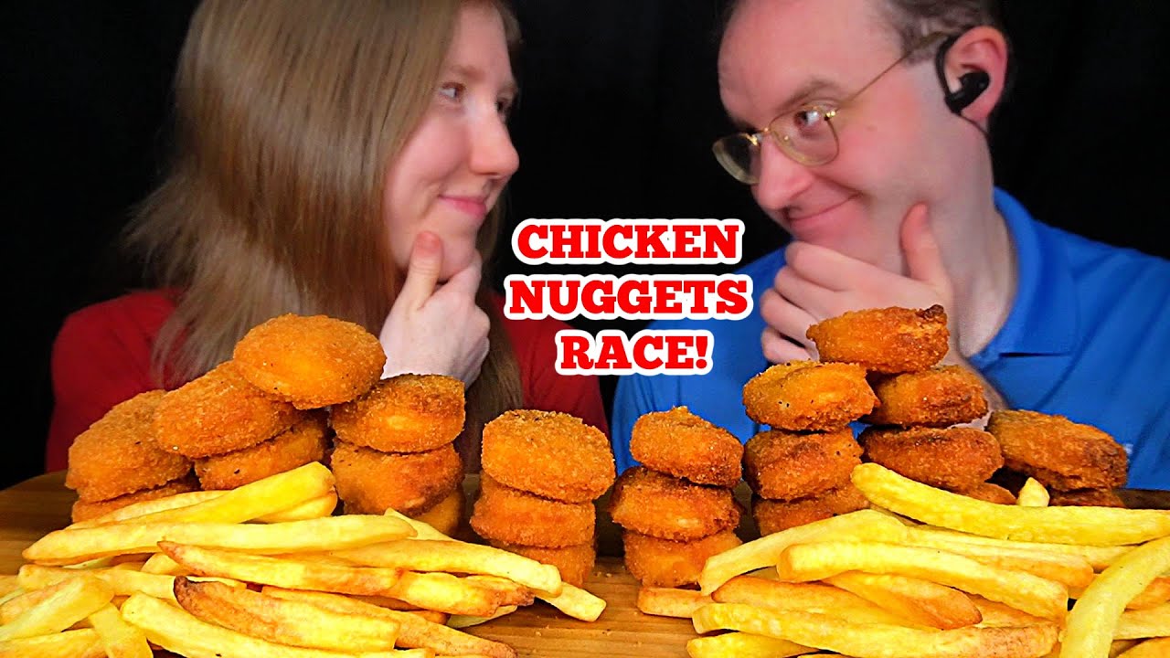 ASMR CHICKEN NUGGETS RACE MUKBANG (No Talking) EATING SOUNDS