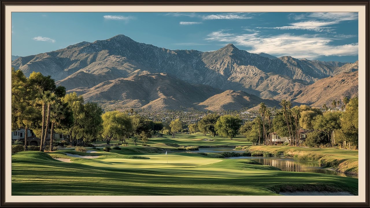Peaceful Golf Course With Mountain Landscape | Still Art Screen Saver | 4K